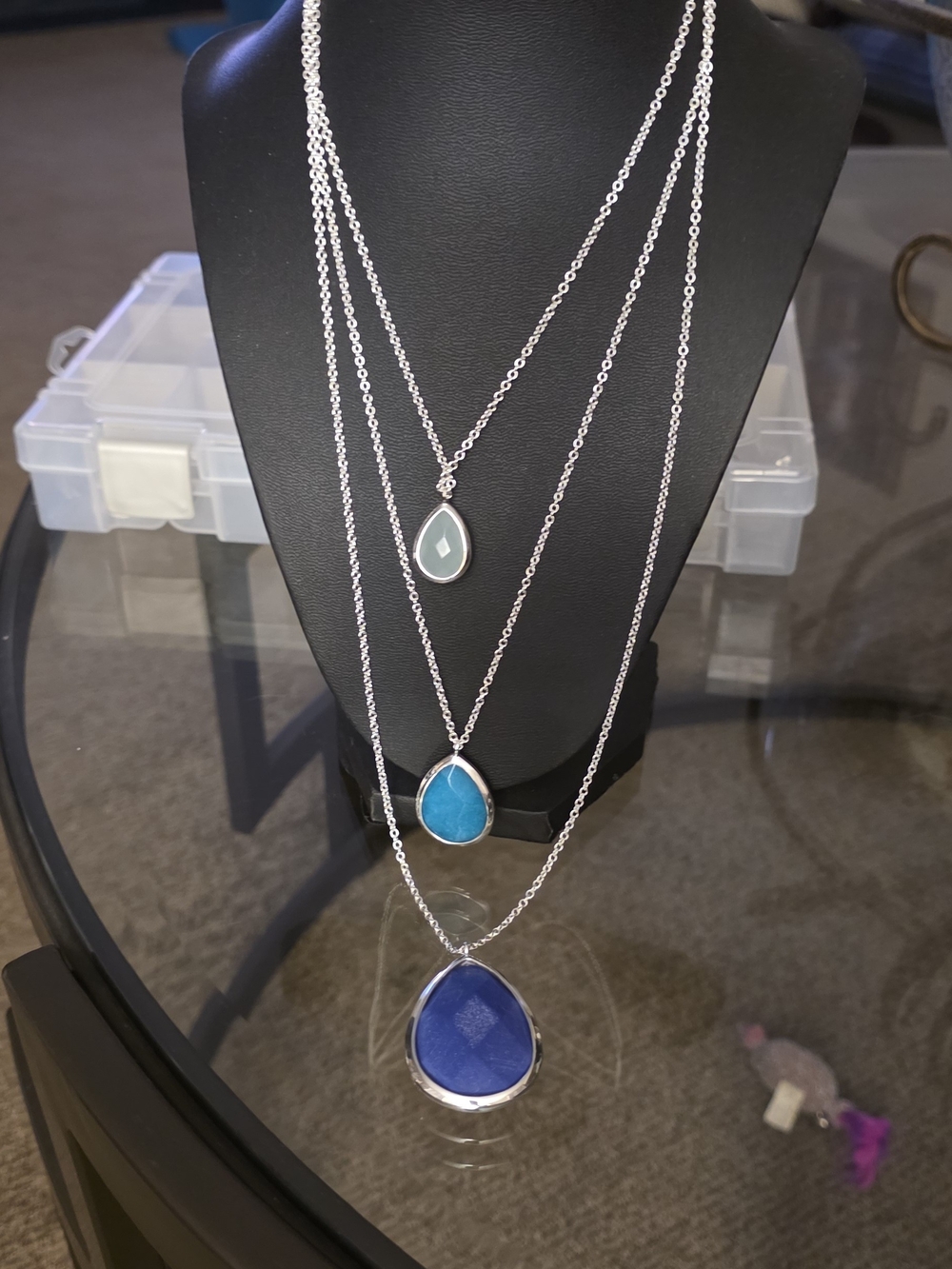 Chloe + Isabel Layered Teardrop Pendant Necklace Set - Blue & Aqua